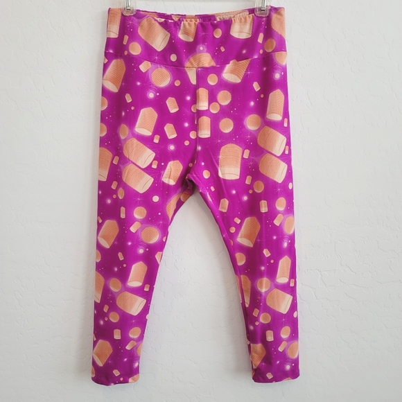 Ambrie Pink Leggings Lantern Print Curvy 12-18 - Picture 1 of 9